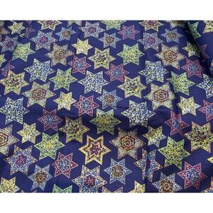 Stained Glass Star of David Jewish MosaicCotton Quilting Fabric JoAnn 80" X 42"